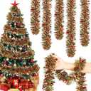 Poen 100 ft Christmas Tinsel Garland Christmas Tree Decorations Metallic Tinsel Thick Twist Garland Xmas Party Supplies for Indoor Outdoor Fireplace Mantle (Red, Green, Gold) 