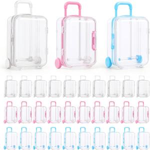 30 Pcs Mini Suitcase Party Favor Box - 2.99"2"1.37" Creative Mini Suitcase for Wedding Party Favors, Birthday Gift Supplies, Jewelry Storage, Decorative Treat Boxes (Pink+Blue+White)