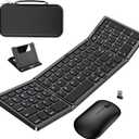 Foldable Keyboard and Mouse, Folding Wireless Keyboard Mouse Combo with Portable Case, Rechargeable 2.4G Wireless+Bluetooth Multi-Device Combo for Windows, iOS, Android, macOS PC/Laptop/Tablet
