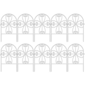 ShopLaLa Garden Fence Animal Barrier (10 Panels) 12in(L) x 24in(H) Rustproof Decorative Heart White Metal Wire Fencing Flower Bed Edging for Landscape Patio Yard Outdoor Decor, Dog Fences Border Panel