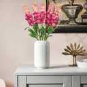 5pcs Delphinium Artificial Flowers Silk UV Resistant Flowers, 25.5" Long Stem Fake Pink Flower for Tall Vase, UV Protected Faux Floral Arrangements for DIY Bouquets Centerpieces Home Wedding Decor