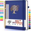 Large Spiral Notebook Journal for Women Men - 300 Numbered Lined Pages, College Ruled, A4 Hardcover Spiral Bound Notebook for School, Work, Note Taking, Writing, Leather Spiral Journal 8.5"x11" (Navy)