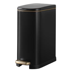 ELPHECO Bathroom Trash Can with Lid Soft Close, 3.5 Gallon / 13.5 Litre Stainless Steel Pedel Garbage Can with Removable Inner Bucket, Wastebasket for Bathroom, Office, Bedroom, Matte Black