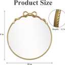 Gold Bow Metal Round Mirror -28inch Elegant Wall-Mounted Vanity Decorative Mirror for Bedroom, Bathroom, Living Room