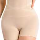 Tummy Control Shapewear Shorts for Women,Mid Waist Body Shaper Butt Lifting Thigh Slimmer Under Dresses (Beige, XL)