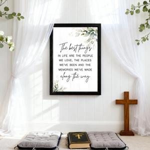 The Best Things In Life Wall Decor, 11x16 Inch Wood Framed Inspirational Wall Art Love Places Memories Sign, Adventure Travel Decor Farmhouse Positive Quotes Hanging Plaque For Living Room, Black