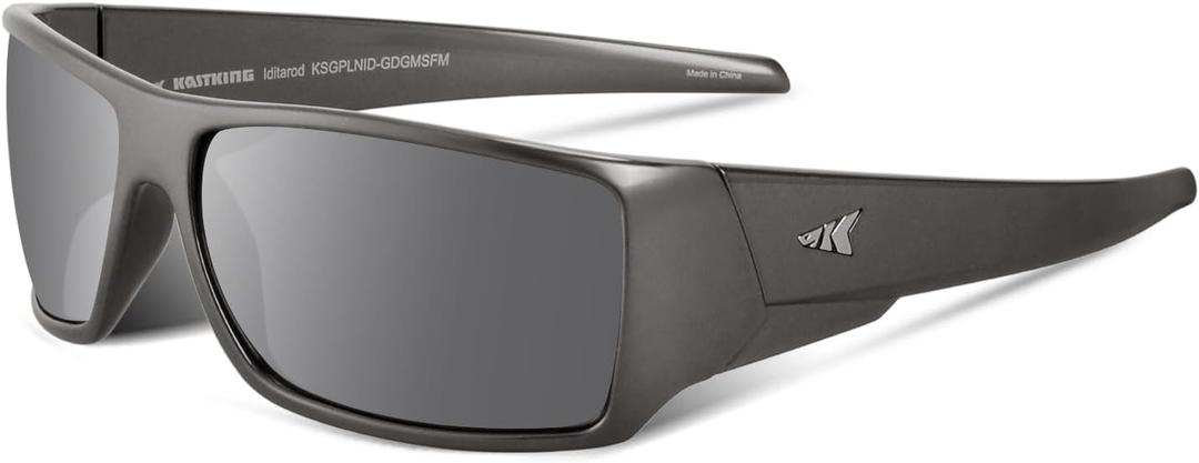 KastKing Iditarod Polarized Sport Sunglasses,PuriVex Protective Lens Coating Fishing Sunglasses For Driving Cycling Running (C: Gloss Dark Gray Metallic Frame, Flash Mirror)