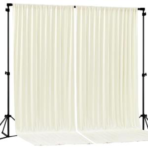 Ivory Backdrop Curtain 2 Panels-Wrinkle-Free Beige Curtains Polyester Photography Drapes for Wedding Party Baby Shower Photo Background Decorations- 8 X10FT (Ivory)