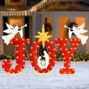 Lighted Joy Christmas Yard Outdoor Decoration 22.5 Inch Large Light Up Joy Nativity Scene Set Indoor Outside Sign Waterproof for Xmas Winter New Year Holiday Garden Lawn Home Decor Display