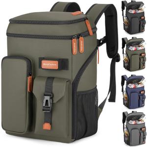 Insulated Cooler Backpack,33/45 Cans Multifunctional Double Deck Leakproof Cooler Bag with Sternum Strap,Large Capacity Lightweight Travel Camping Beach Backpack (Green)