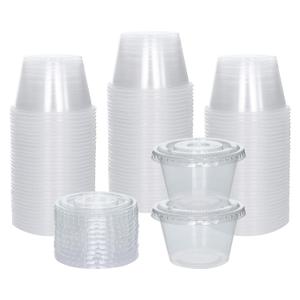 Galashield [100 Sets] 4 oz Small Plastic Containers with Lids, Jello Shot Cups, Disposable Portion Cups, Condiment Containers with Lids, Souffle Cups for Sauce and Dressing
