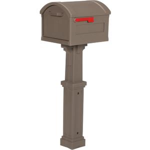 Architectural Mailboxes Grand Haven Plastic Mailbox and Post Kit, GHC40MAM, Mocha, Extra Large Capacity