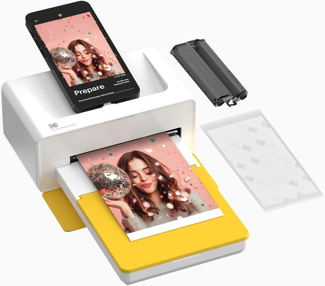 KODAK Dock Plus 4x6'' Photo Printer, 10 Sheets, Docking & Bluetooth Smartphone Printer for iPhone & Android, Instant Color Prints, 4PASS Dye Sublimation