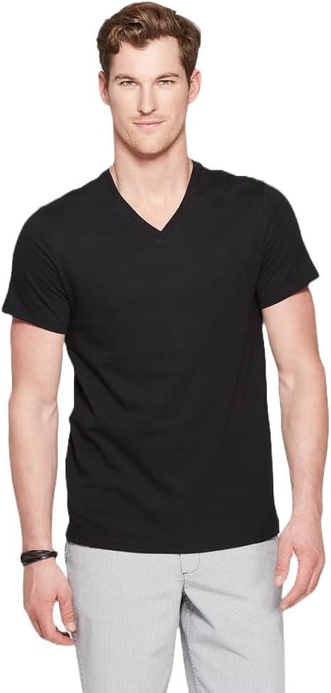 Goodfellow & Co Men's Big & Tall Every Wear Short Sleeve V-Neck T-Shirt -
 (L, Black)