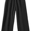 SweatyRocks Girl's Casual High Elatic Waisted Wide Leg Pants Button Pockets Pant Trousers size 8