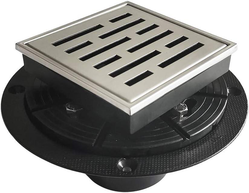 Neodrain Square Shower Drain, 4 inch Stainless Steel 304 Grate and PVC Drain Body, Brick Pattern Grate with Brushed Nickel Finish, Kit Includes Hair Trap/Strainer,Lifting Hook and PVC Drain Base