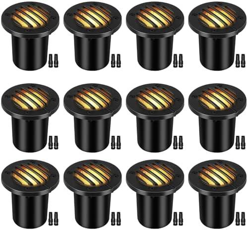 Gmalos Low Voltage Landscape Lighting: 10W 2700K Warm White LED Well Lights, 12/24V Outdoor In-Ground Lights with IP67 Waterproof for Garden Yard Pathway Pavers Deck Fence, 12 Pack with Connectors - Amazon.com
