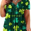 VISLILY Women Plus-Size Tops V Neck T Shirts Casual Summer Tunics Tee (Green_sp012)