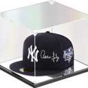 KOLIPI Hat Display Case, Clear Acrylic Hat Box with Mirror Base, Display Case for Baseball Cap, Snapback Caps, Mini Helmet (8.7x7.9x7.1 inch, 22x20x18 cm)