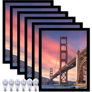 6 Sets 16x20 Picture Frame, Frames for 16 x 20 Canvas Collage Photo Poster Certificate Wall Gallery, High Transparent Horizontal Vertical Black 16 by 20 Inches