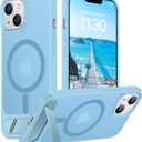 Temdan Magnetic Compatible with iPhone 14 Case/iPhone 13 Case,[Built-in Invisible Kickstand][Compatible with MagSafe][Military Grade Shockproof] Slim Translucent Matte Phone Case for iPhone 14/13 6.1" (Candy Blue)