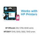 HP 62 Tri-color Ink Cartridge for HP Printers | Works with Printer Series: ENVY 5540, 5640, 5660, 7640, OfficeJet 5740, 8040, OfficeJet Mobile 200, 250 | Eligible for Instant Ink | C2P06AN