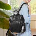 Backpack for Women PU Leather Travel Backpack Purse Fashion Womens Ladies Convertible Shoulder Bags Handbag Black