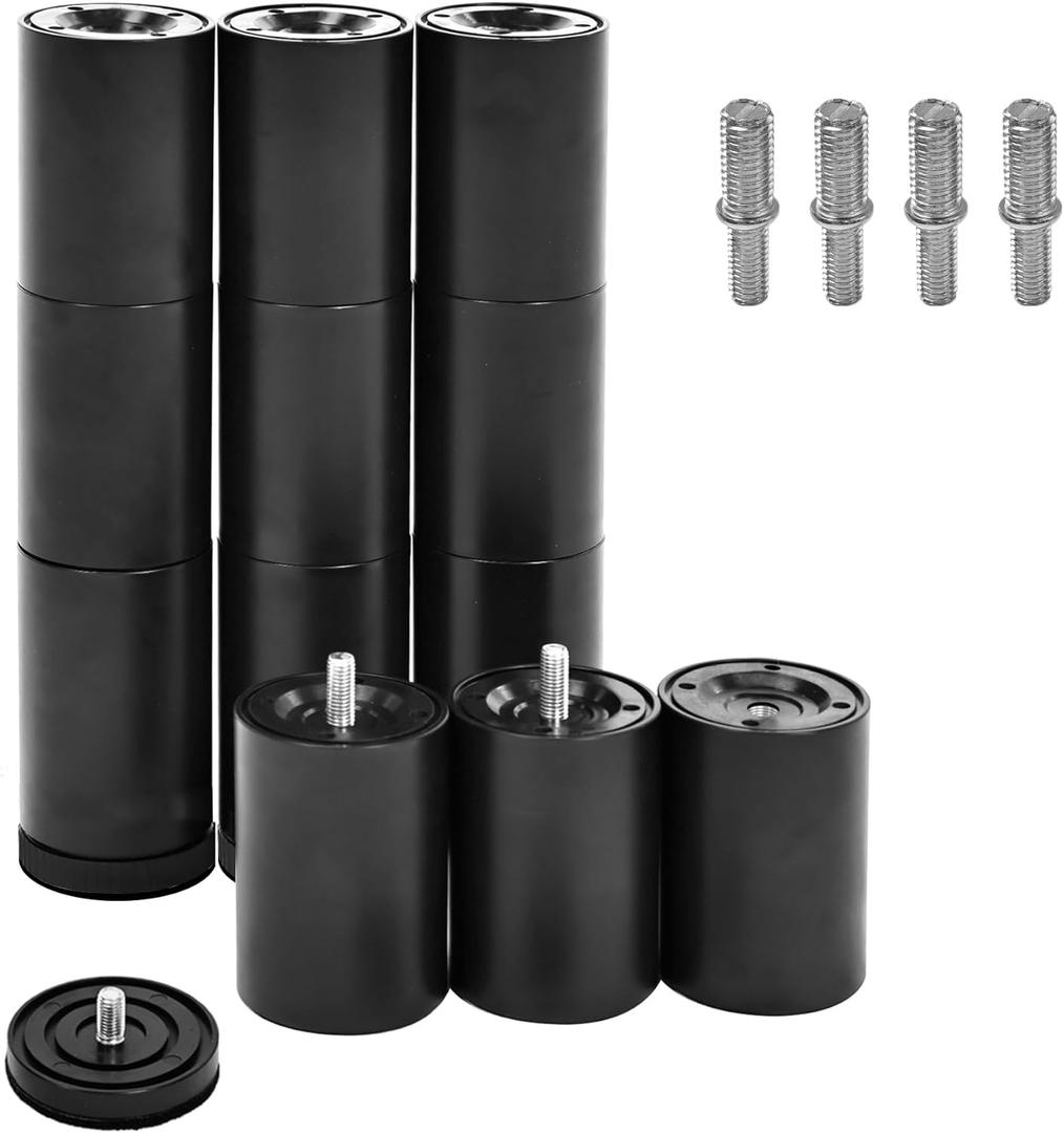 11 Inch Bed Legs for Adjustable Bed Base Frame,Screw in Furniture Replacement Feet, 4 Kinds Thread Contained, Set of 4