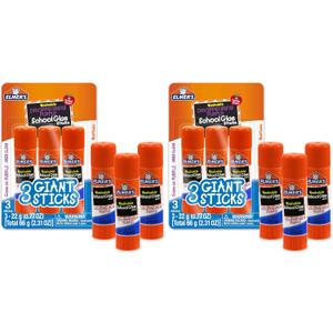 Elmer's Disappearing Purple School Glue Sticks, Washable, 22 Grams, Count of 3 (Pack of 2)