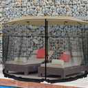 15 FT Mosquito Netting for Patio Umbrella Double Sided Outdoor Patio Umbrella Canopy Netting &10x10 ft Gazebo, Easy Installation, Black Only Mosquito Net