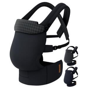 Tivellary Reversible Baby Carrier Black Solid & Houndstooth; Lightweight & Breathable Lyocell Fabric; Ergonomic Lumbar Support and Quick Hands-Free Wear for Newborn to Toddler (744 lbs)