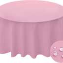 BYDOLL Table Cloth Round 60 Inch Tablecloth Fits Max 50 Inch Diameter Top,Pink Washable Outdoor Winkle and Stain Resistant Spillproof Polyester Tablecloths for Round Tables Party Cover