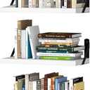 upsimples Floating Book Shelves for Wall, 15.7 Inches Wood Shelves for Living Room, Bathroom, Bedroom, Kitchen Storage and Decoration, White