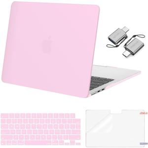 MOSISO Compatible with MacBook Air 13 inch Case 2026 2025 2024 2023 2022 M4 A3240 M3 A3113 M2 A2681,Plastic Hard Shell&Keyboard Cover&ScreenFilm&Type C for MacBook Air 13.6 inch Case, Dusty Pink