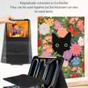 Wazzasoft for iPad Pro 13 inch Case with Keyboard M4 - Pencil Holder Folio Women Girls Cute Kawaii Strawberry Unique Design for Apple Tablet Cover Pro 13 2024, Cat Flower