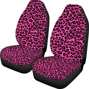 UNICEU Chic Pink Leopard Animal Print Fashion Car Seat Covers for Women,Universal Auto Bucket Front Seat Protectors for Cars,SUV,Truck