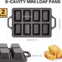 Flavehc 2pack Cast Iron Mini Loaf Pans 8-Cavity Bread Loaf Pans Pre-Seasoned Baking Pan Molds with Handle Bread Pans for Homemade Bread