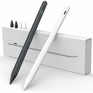 Stylus Pen for iPad W/Palm Rejection Tilt Sensor,13Mins Fully Charged,MEKO Active Apple Pencil Compatible W/iPad 6/7/8/9/10,Pro12.9/11"/M4,Air3/4/5/6,mini5/6(White/Black)