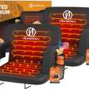 HOPERAN Heated Stadium Seats for Bleachers with Back Support Wide Cushion, Extra Portable Bleacher Seat Foldable Stadium Chair, USB 3 Levels of Heat, Pockets for Outdoor Indoor Sports 25" Black 2pcs