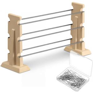 Ferrochef Large Bead Rack Set Include 2 High Temperature Kiln Support 6 Tungsten Wires(10") and 100 High Temperature Nichrome Wire Jump Rings Kiln Shelf with U Hooks for Fire Beads Pendants and Button