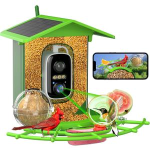 Bird Feeders with Camera for Outdoors,Smart Birdfeeder Houses Cam Solar for Outside Garden,3K HD Live Video Camera AI Recognition Visible Window Auto Capture,Bird Lover Gifts