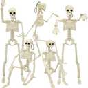 WODMAZ 5 Packs Halloween Skeletons, 16" Halloween Full Body Skeleton with Posable Joints for Haunted House Graveyard Props Decor