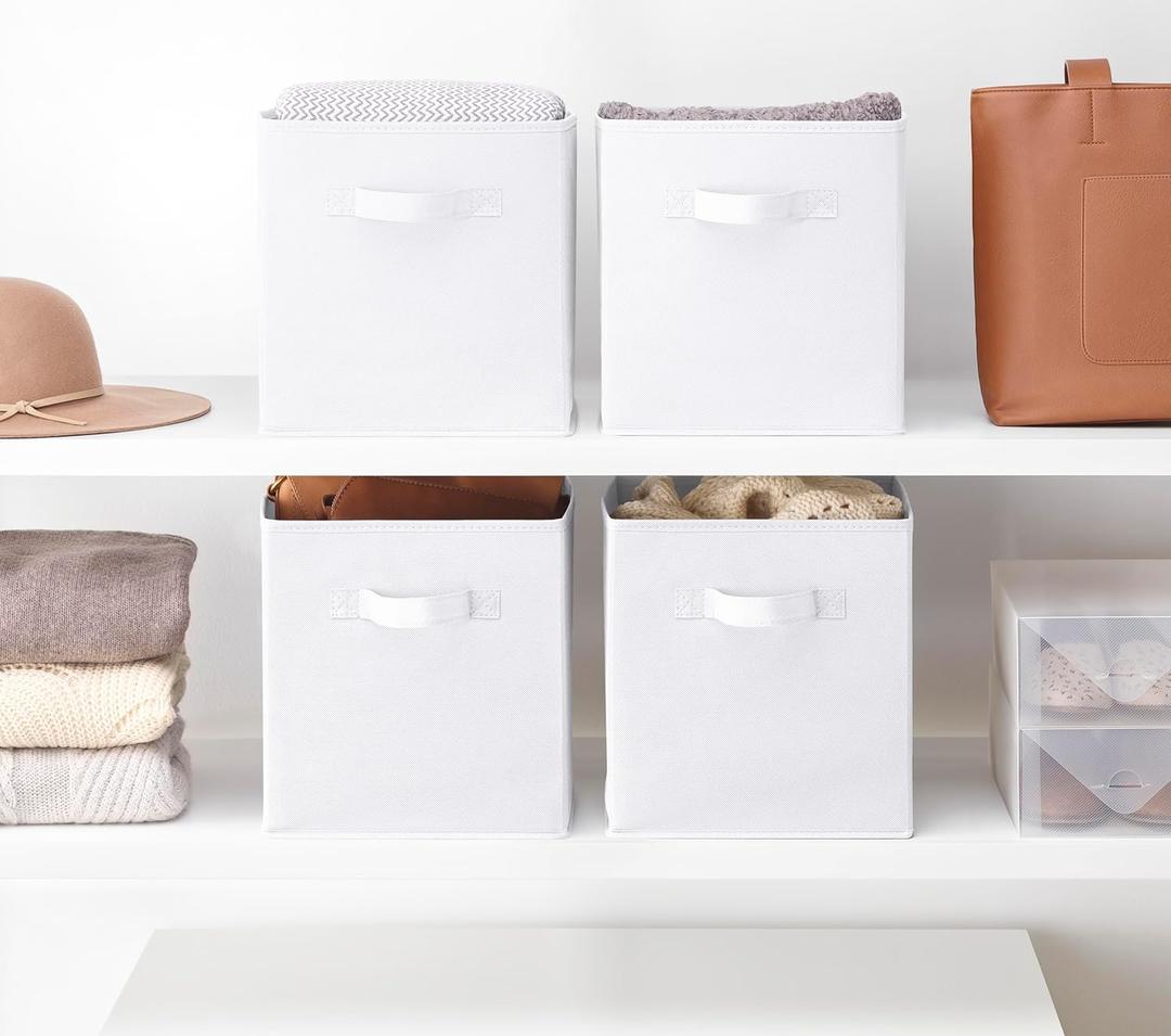 Whitmor Collapsible Cubes - 10.5 x 10.5 x 11 inches - White - Set of 4