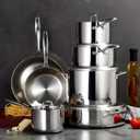 Tramontina Signature Tri-Ply Clad Stainless Steel 12-Pc Pots and Pans Set
Cookware Kitchen Set, Induction-Ready, Dishwasher-Safe, NSF-Certified, Made in Brazil