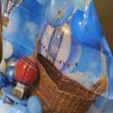 Blue Balloons Backdrop Bear Boy Baby Shower Backdrop for Boys Cute Bear Doll Blue Sky Hot Air Balloons Photography Background Baby Shower Newborn Portrait Background Cake Table Decorations (7x5ft)