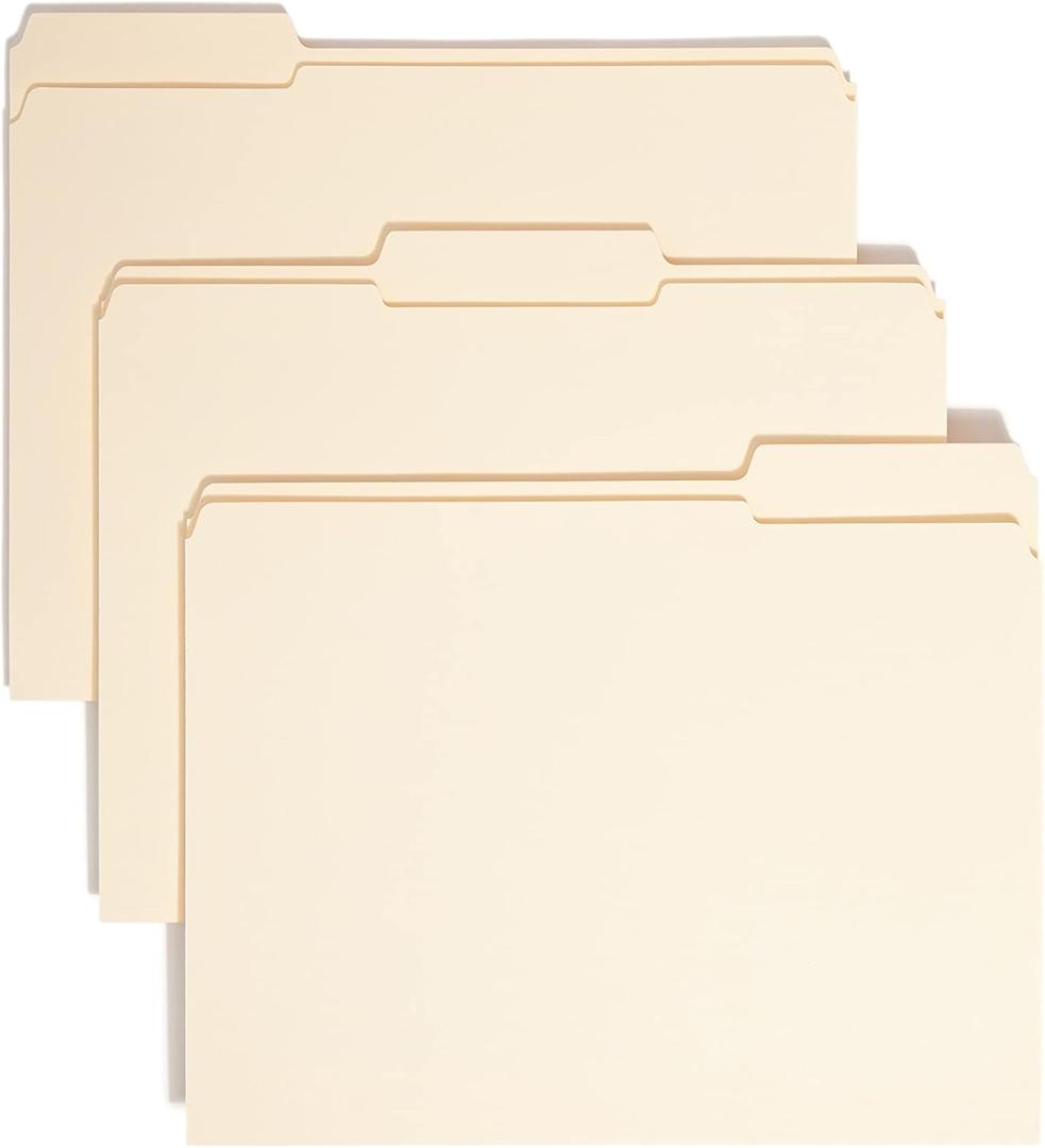 Smead File Folders Letter Size, Reinforced 1/3-Cut Tab, Assorted Positions, Letter Size, Manila Folders 8.5 x 11, 100 per Box (10334)