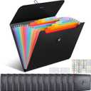 14 PCS Office Accordion File Organizer Bulk - 13 Pocket Plastics Expanding Folder with Tabs - Letter Size Loose Paper Folder for Work School Home, Student Teacher