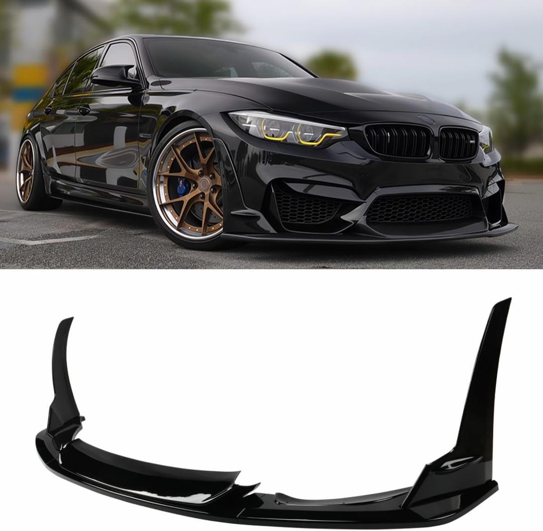 Front Lip Compatible with BMW F80 M3 / F82 F83 M4, Gloss Black Bumper Air Dam Lower Chin Spoiler Splitter, Protection Body - WheelX