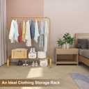 JIUYOTREE Metal 43.3 Inches Garment Rack with Bottom Shelf Clothing Rack for Hanging Clothes Coats Skirts Shirts Sweaters Gold