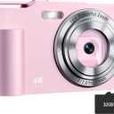 Digital Camera, FHD 4K Digital Point and Shoot Camera with 16X Zoom Anti Shake, 48MP Compact Small Camera with 32GB Card for Boys Girls Kids
